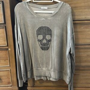 Daytrip Olive Skull Sweater